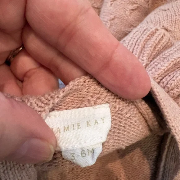 Jamie Kay Mauve Knit Baby Overalls with Moons Garden Bodysuit and Bow - Picture 4 of 6